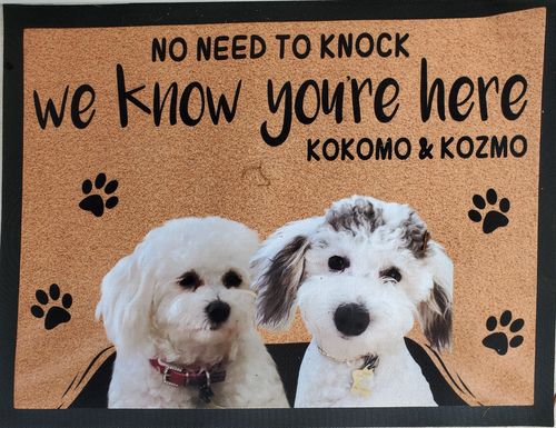 Customer photo review of Custom Dog Doormat