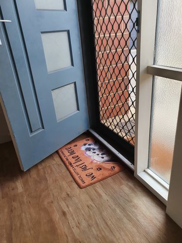 Customer photo review of Personalized Dog Doormat