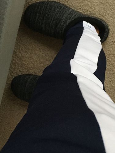Customer photo review of Zip Pocket Dual Stripe Track Pants Navy - White (M4386PS)