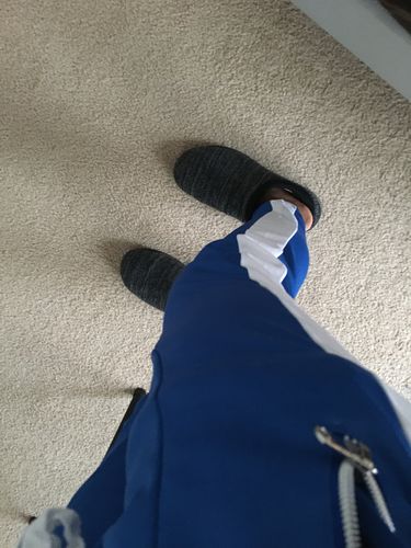 Customer photo review of Zip Pocket Side Stripe Track Pants Royal - White (M4418PS)