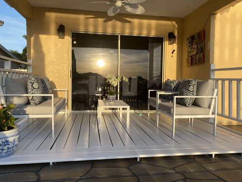 Customer photo review of Juno 4 Piece Outdoor Conversation Sofa Set in White