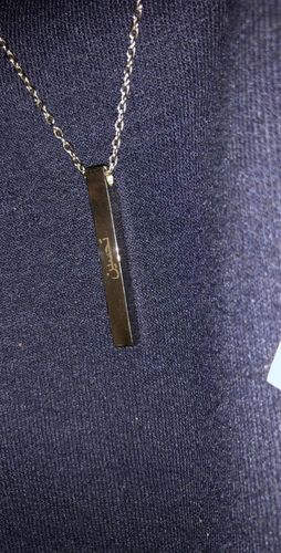 Customer photo review of Vertical 3D Bar Custom Arabic Necklace