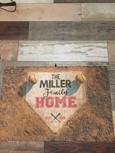 Customer photo review of Personalized Home Plate Welcome Mat