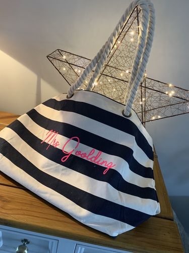 Customer photo review of Personalised Mrs Nautical Tote Bag (MRK X)