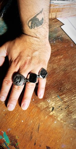 Customer photo review of LUCKY 13 SILVER SKULL RING