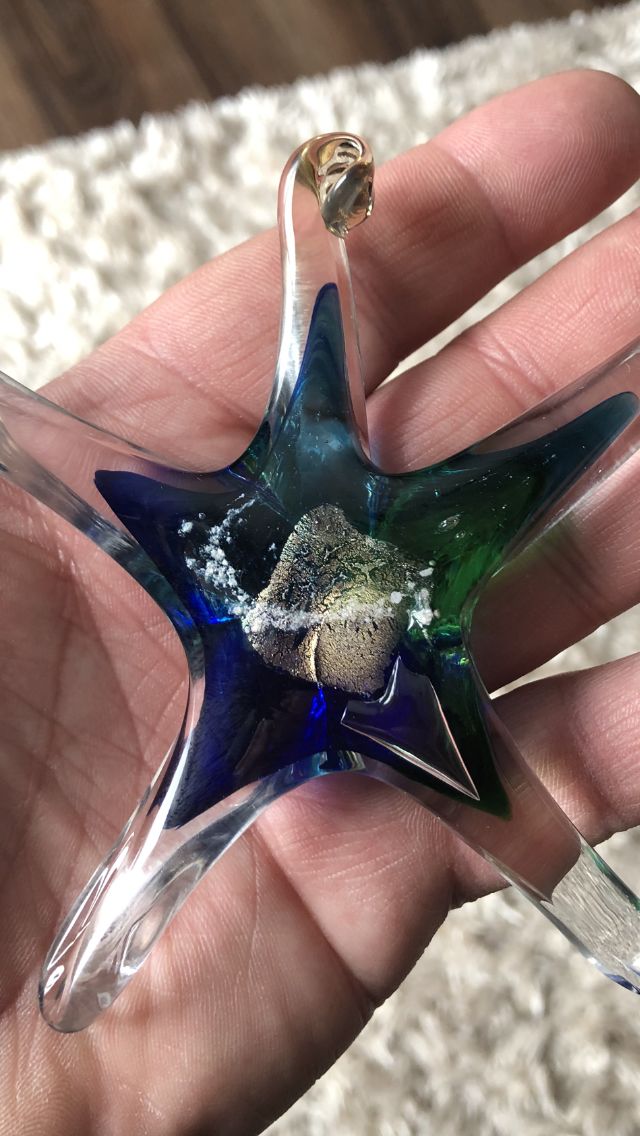 Customer photo review of Dichroic Starfish Suncatcher with Infused Cremains