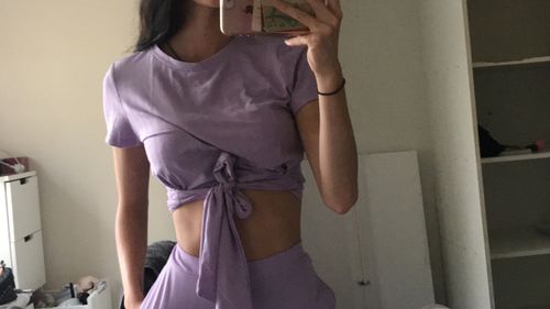 Customer photo review of Knot Front Crop Top & Wide Leg Pants Set