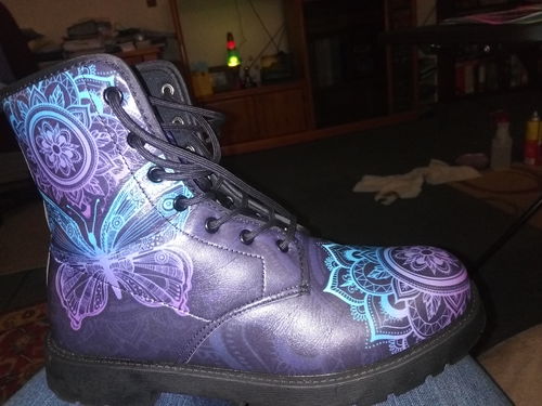 Customer photo review of Purple Butterfly Handcrafted Boots
