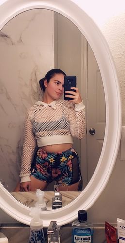 Customer photo review of Cropped Net Hoodie - White