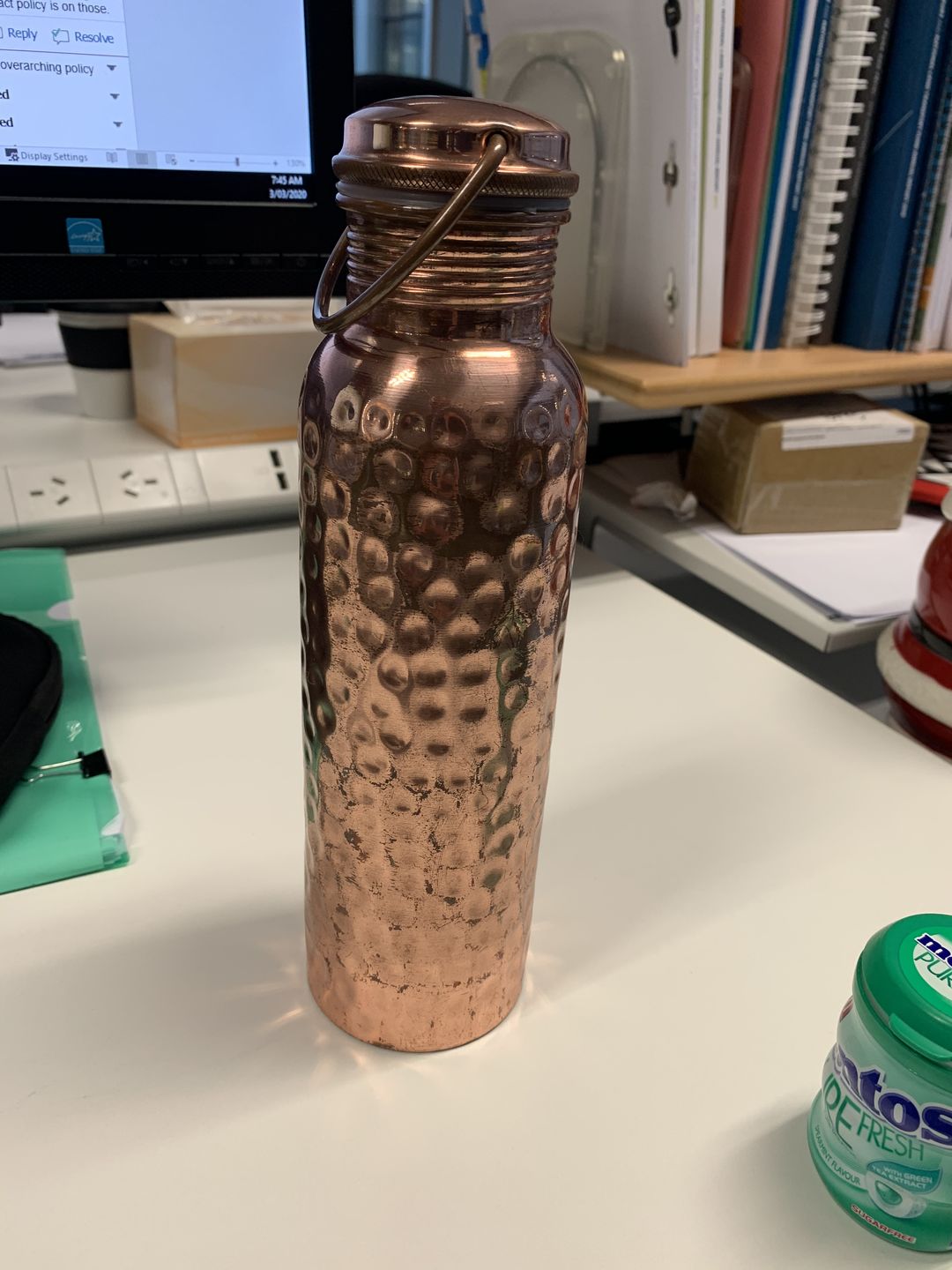Customer photo review of Copper Water Bottle