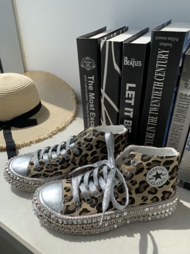 Customer photo review of Leopard Rivet Embellished Lace-Up Sneakers