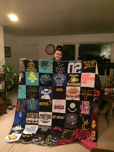 T-shirt quilt featuring montana lady griz, raiders by Karie from AK