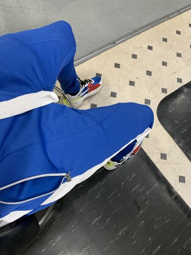 Customer photo review of Zip Pocket Side Stripe Track Pants Royal - White (M4418PS)