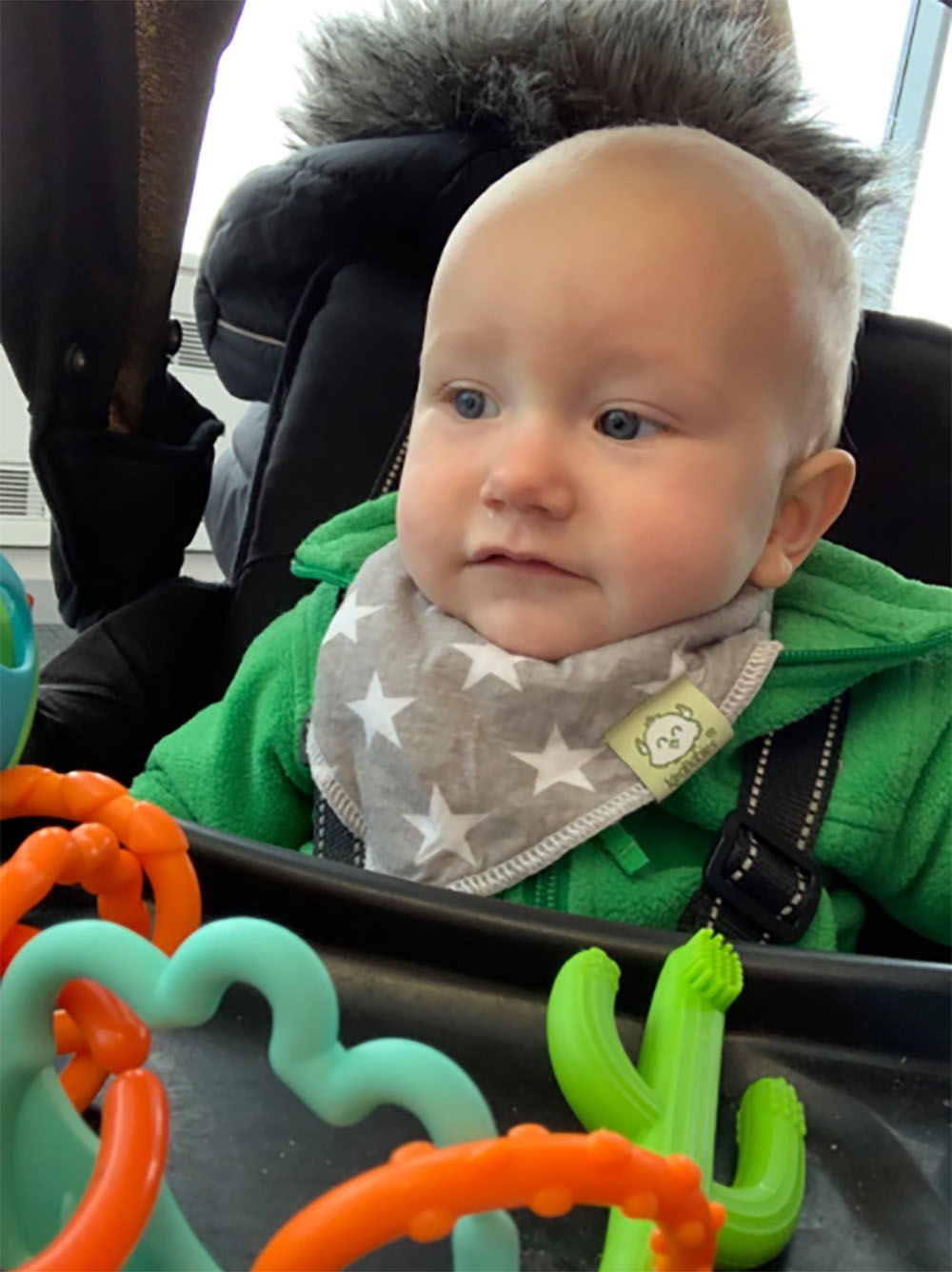 Customer photo review of Organic Baby Bandana Bibs