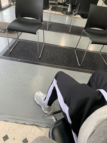 Customer photo review of Outside Solid One Stripe Track Pants (Black - White)