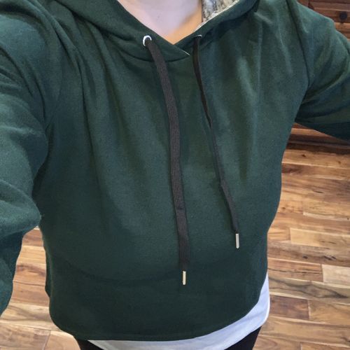 Customer photo review of Elevate Crop Hoodie - Forest Green