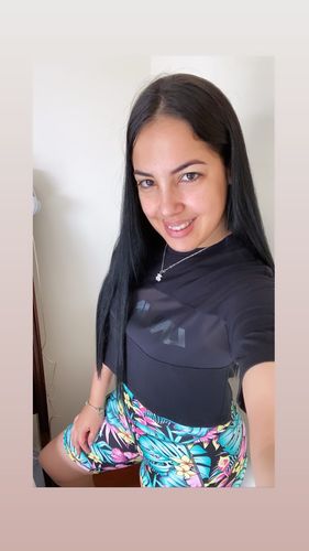 Customer photo review of Pocket Biker Shorts - Black Floral