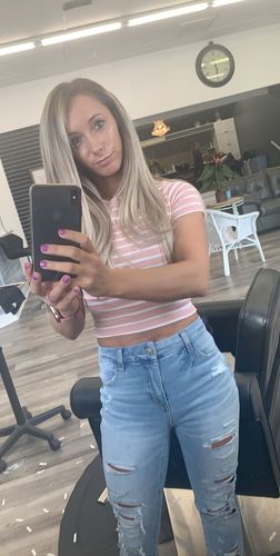 Customer photo review of Tape in Hair Extensions 100% Remy Human Hair Balayage Ombre 20 Pieces 50 Grams (2/18/60)
