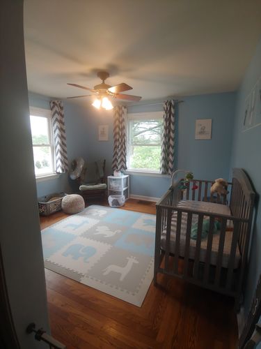 Customer photo review of SoftTiles Sleepy Time Kids Foam Play Mat (6.5 x 6.5 feet) Light Blue, Light Gray, White