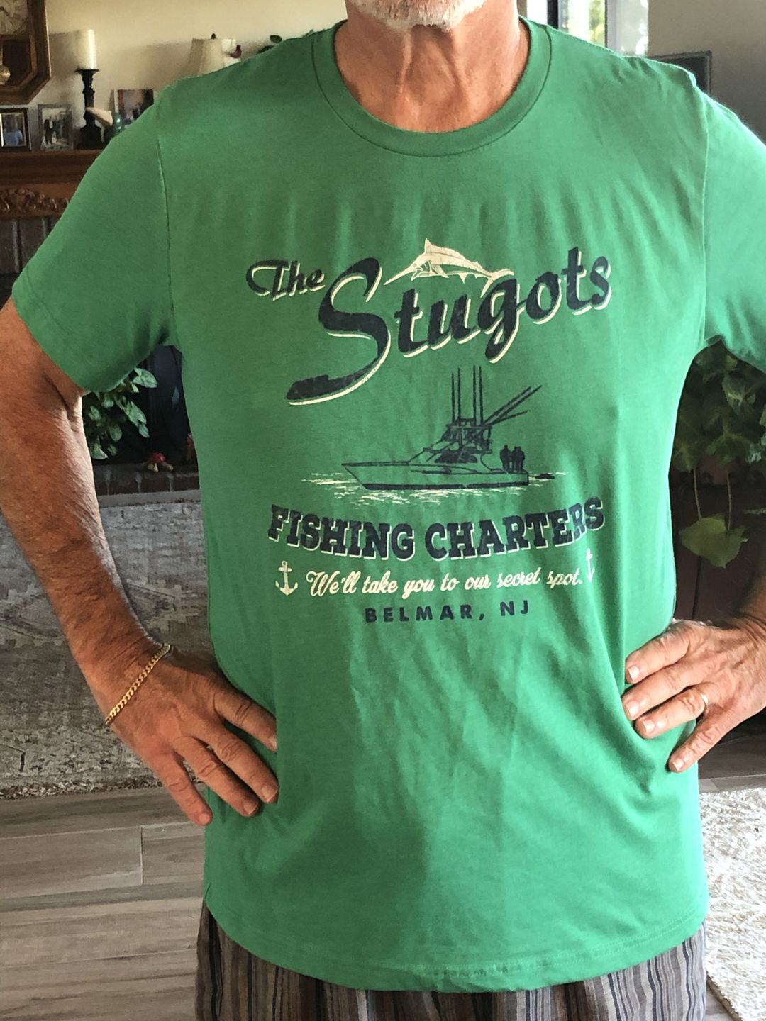 Customer photo review of The Stugots Fishing Charters Men's/Unisex Super Soft Tee