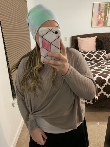 Customer photo review of VB Logo Tie Dye Beanie