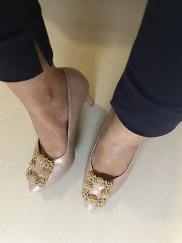 Customer photo review of Trinity Heels in Dusty Pink