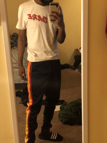 Customer photo review of Side Stripe Dip Dye Track Pants Navy (1A1-404)