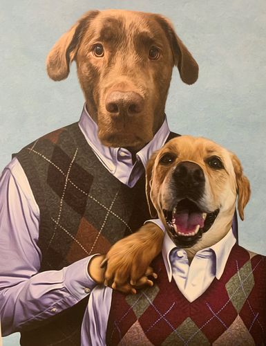 Customer photo review of Step-Doggo & Doggette Personalized 2 Pet Canvas
