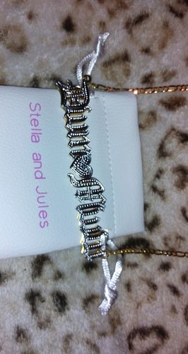 Customer photo review of Double Plated Gothic Angelina Style Name Necklace