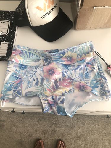 Customer photo review of Gym to Swim Shorts - White Floral
