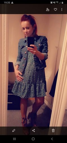 Customer photo review of Aideen Green Floral Frill Hem Dress