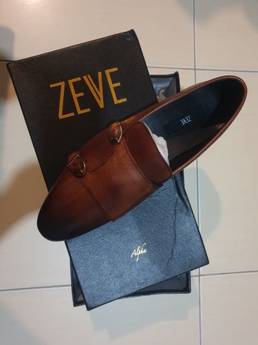 Customer photo review of Loafer Slipper - Cognac Tan Double Monk Strap (Hand Painted Patina)