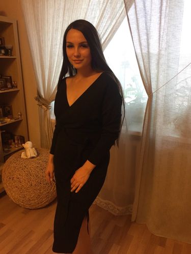 Customer photo review of Beriful V Neck Autumn Dress