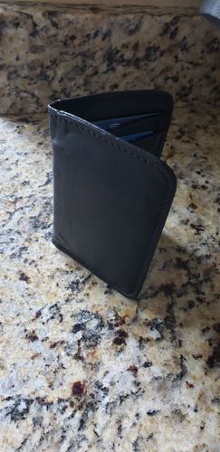 Customer photo review of No.52 | 'Black Skirting' Vertical Leather Wallet