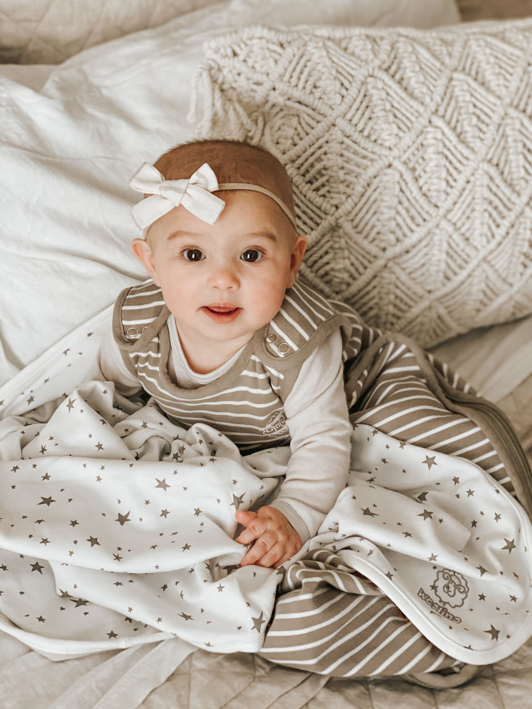 Customer photo review of BABY Blanket, 4 Season Stroller Merino Wool Blanket, 40" x 31.5", Stripes Gray