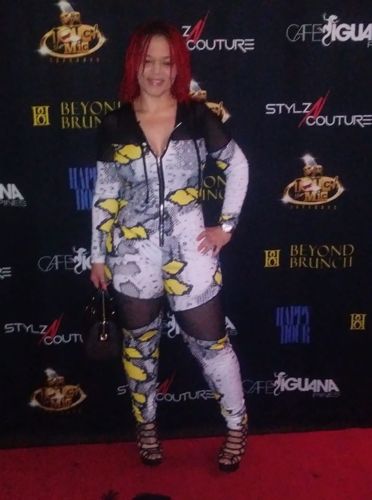 Customer photo review of Sexy Mesh Stitching Printing Hooded Jumpsuit