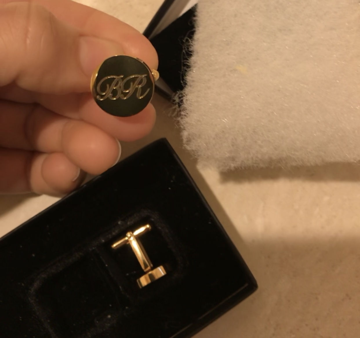 Customer photo review of Personalized Metal Cufflinks with Monogram