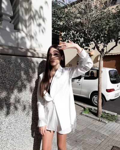 Customer photo review of Sexy Deep V  Tassel Black Two-Piece Suit