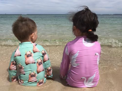 Customer photo review of Ice Cream Platypus Long Sleeve Unisex Zip Swimmers