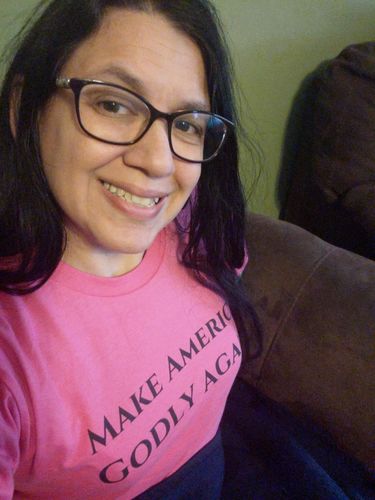 Customer photo review of Make America Godly Again T-Shirt