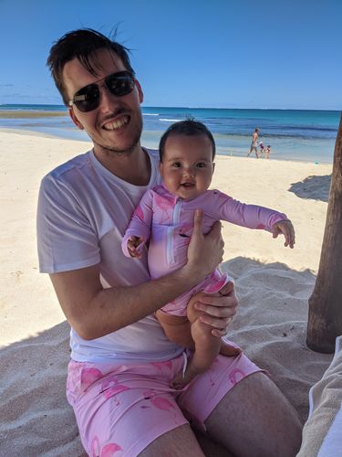 Customer photo review of PRE-ORDER Flamingo Girls Long Sleeve Zip Swimmers