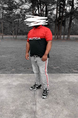 Customer photo review of Cracked Side Stripe Skinny Fit Track Denim Snow - Red (M4839D)