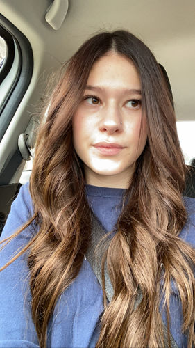 Customer photo review of Full Shine Tape in Hair Extensions Remy Human Hair Darkest Brown (#2)