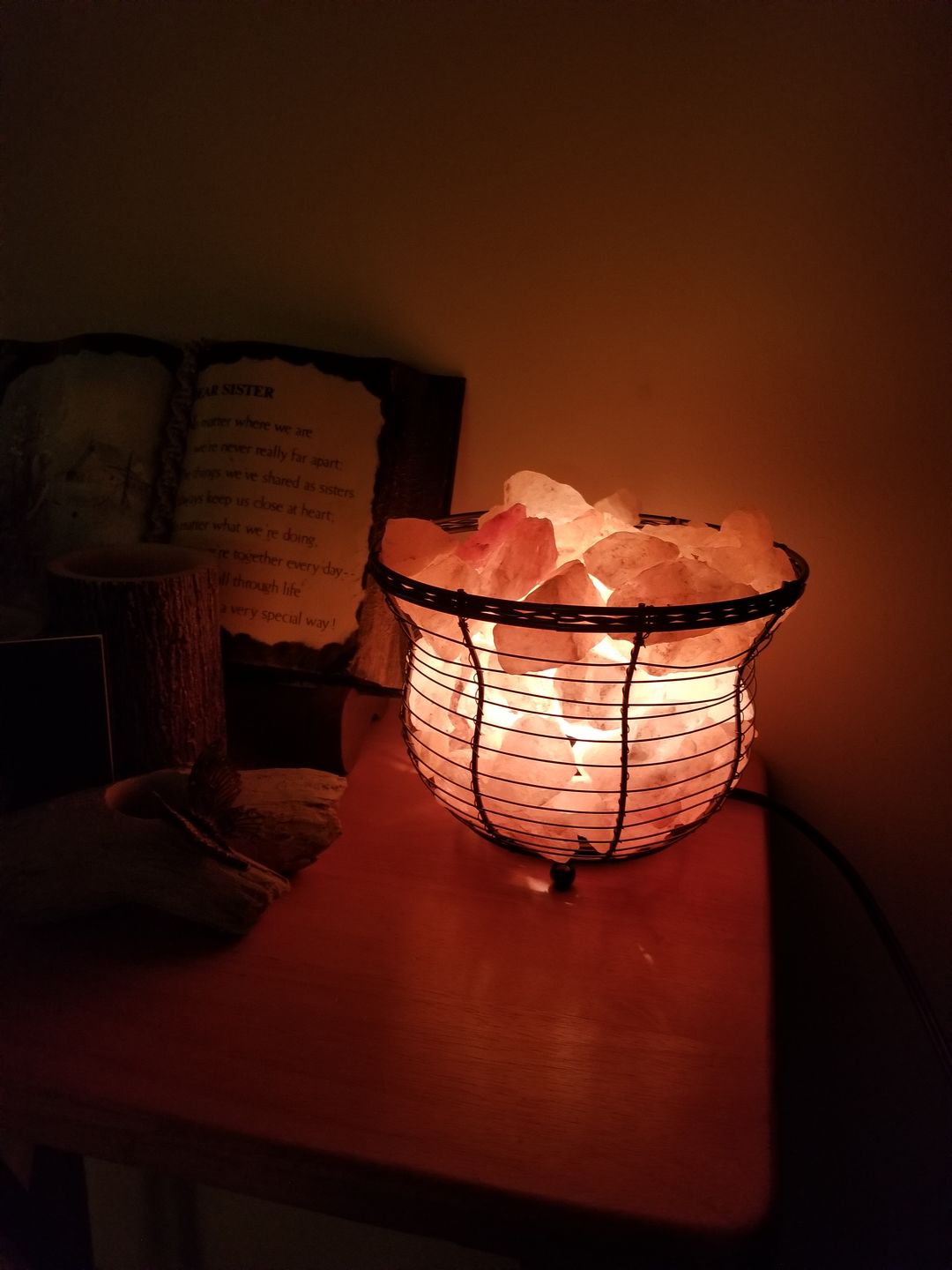 Customer photo review of Basket Salt Lamp With Salt Chunks