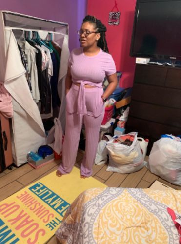 Customer photo review of Ribbed Tied Top & Pants Set