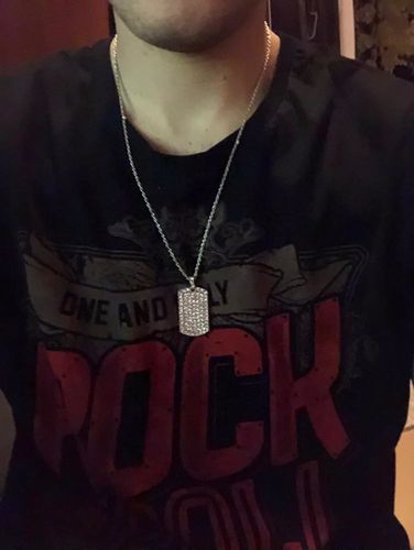 Customer photo review of Iced Tag 18K Gold Necklace