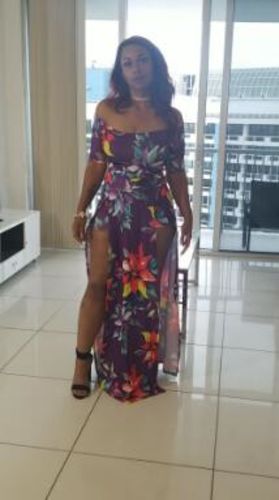 Customer photo review of Floral Off-Shoulder Slit Romper