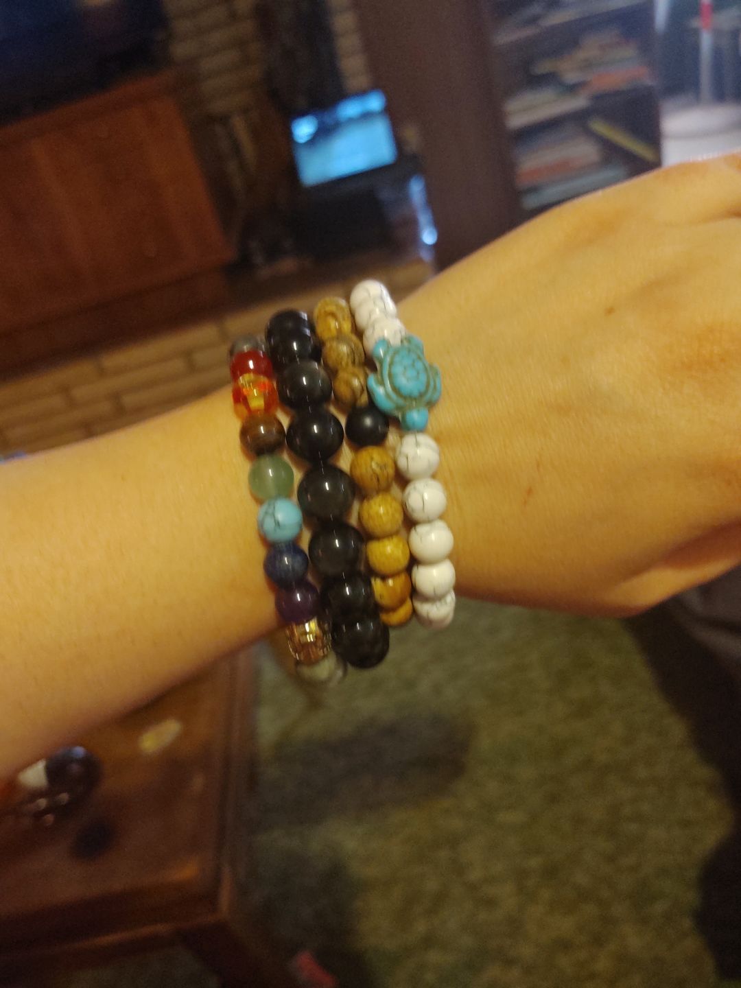 Customer photo review of Anti-stress Rainbow Obsidian Bracelet