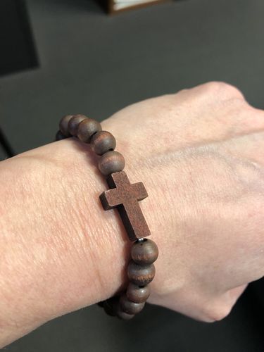 Customer photo review of 'This do... In Remembrance of me' Lenten Cross Bracelets (Set of 2)