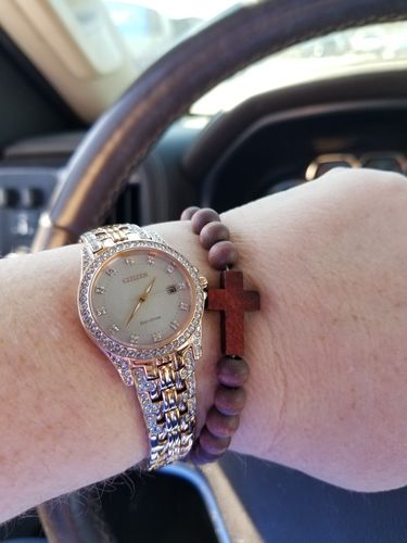 Customer photo review of 'This do... In Remembrance of me' Lenten Cross Bracelets (Set of 2)